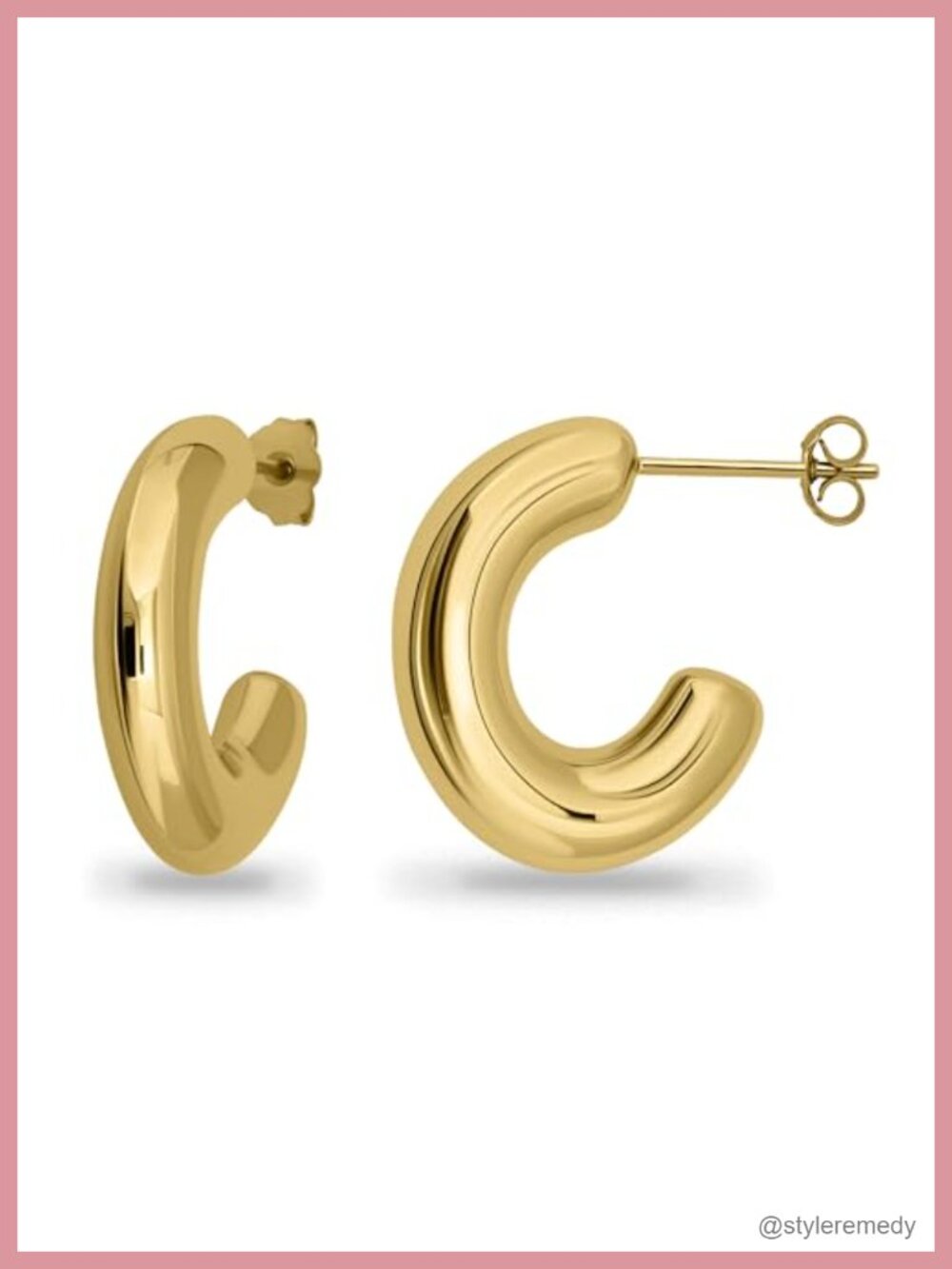 Sterling Silver Puffed Polished Chunky Hoops Huggie Earrings for Women